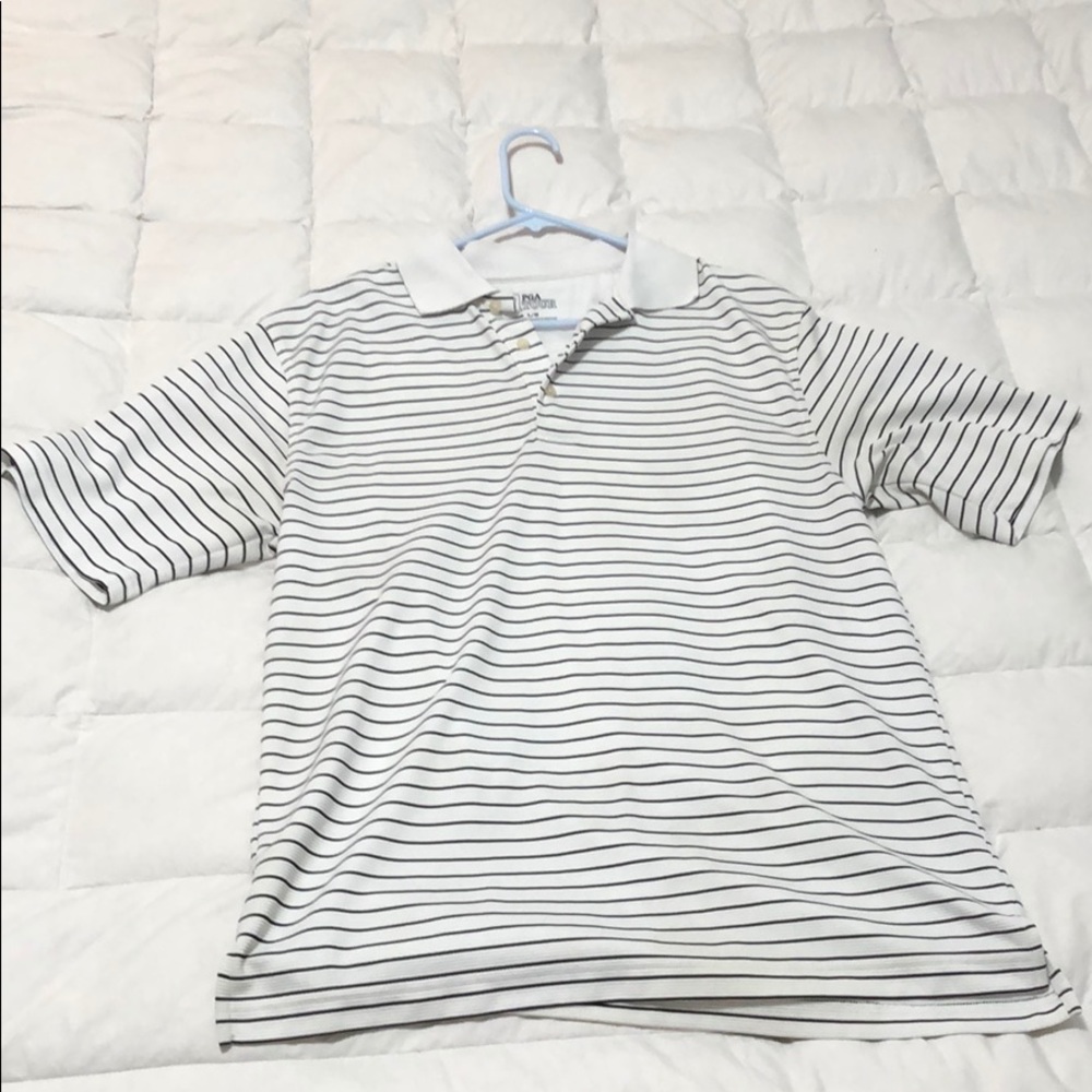 Golf Polo (White & Black Striped)